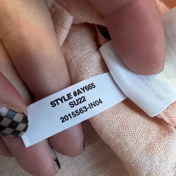 J Crew Top Womens Large Peach Baird Mcnutt Irish Linen Relaxed Coastal Preppy - Picture 10 of 11